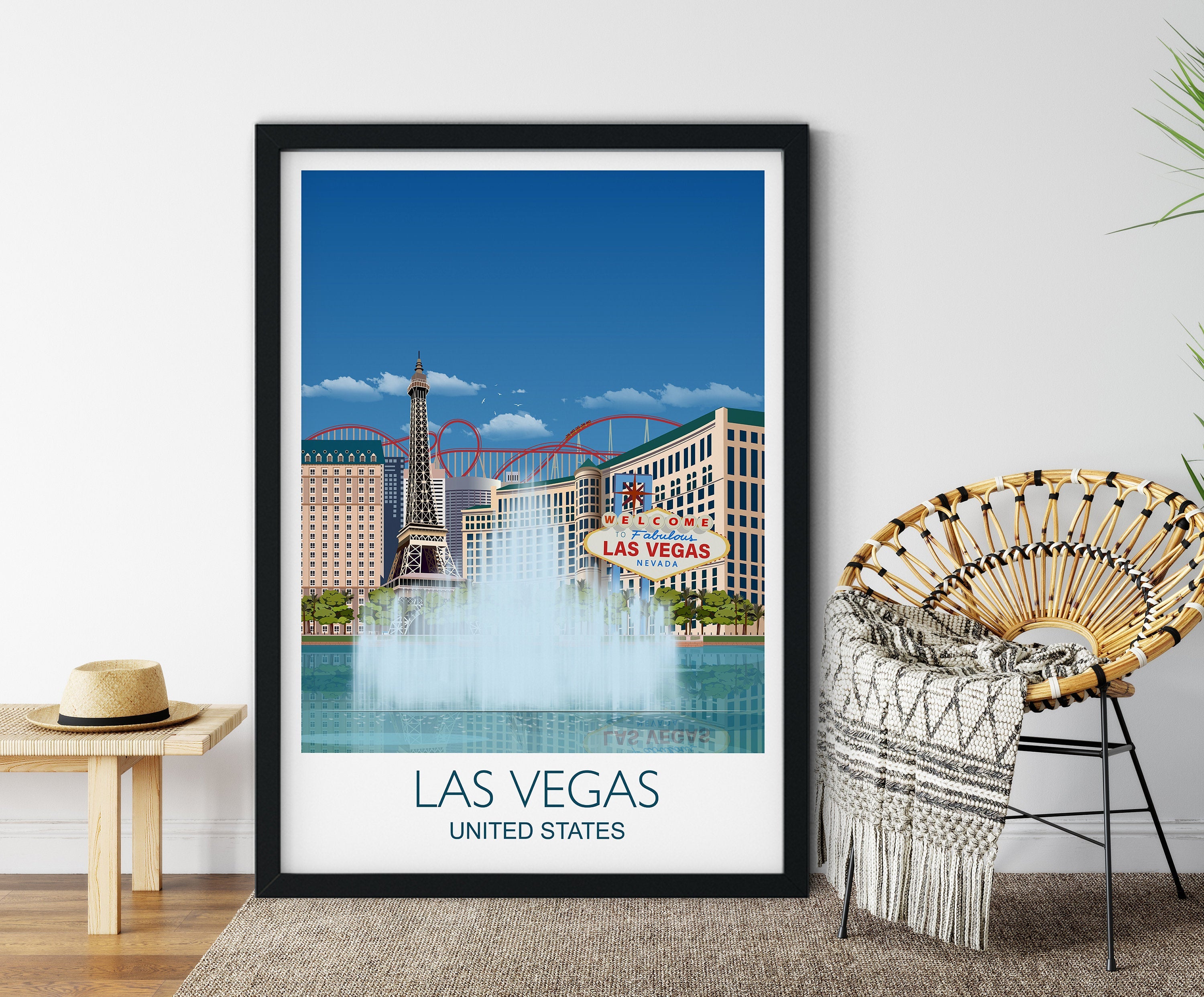 Las Vegas Travel Print, Las Vegas Travel Poster, Nevada, USA, USA Travel Poster NQ Media Designs