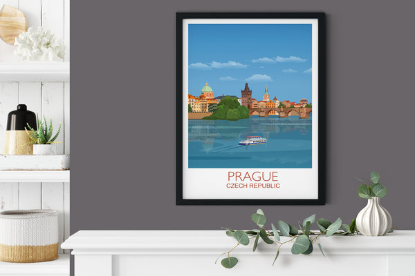 Prague Travel Poster, Travel Print of Prague, City of Prague, Czech Republic