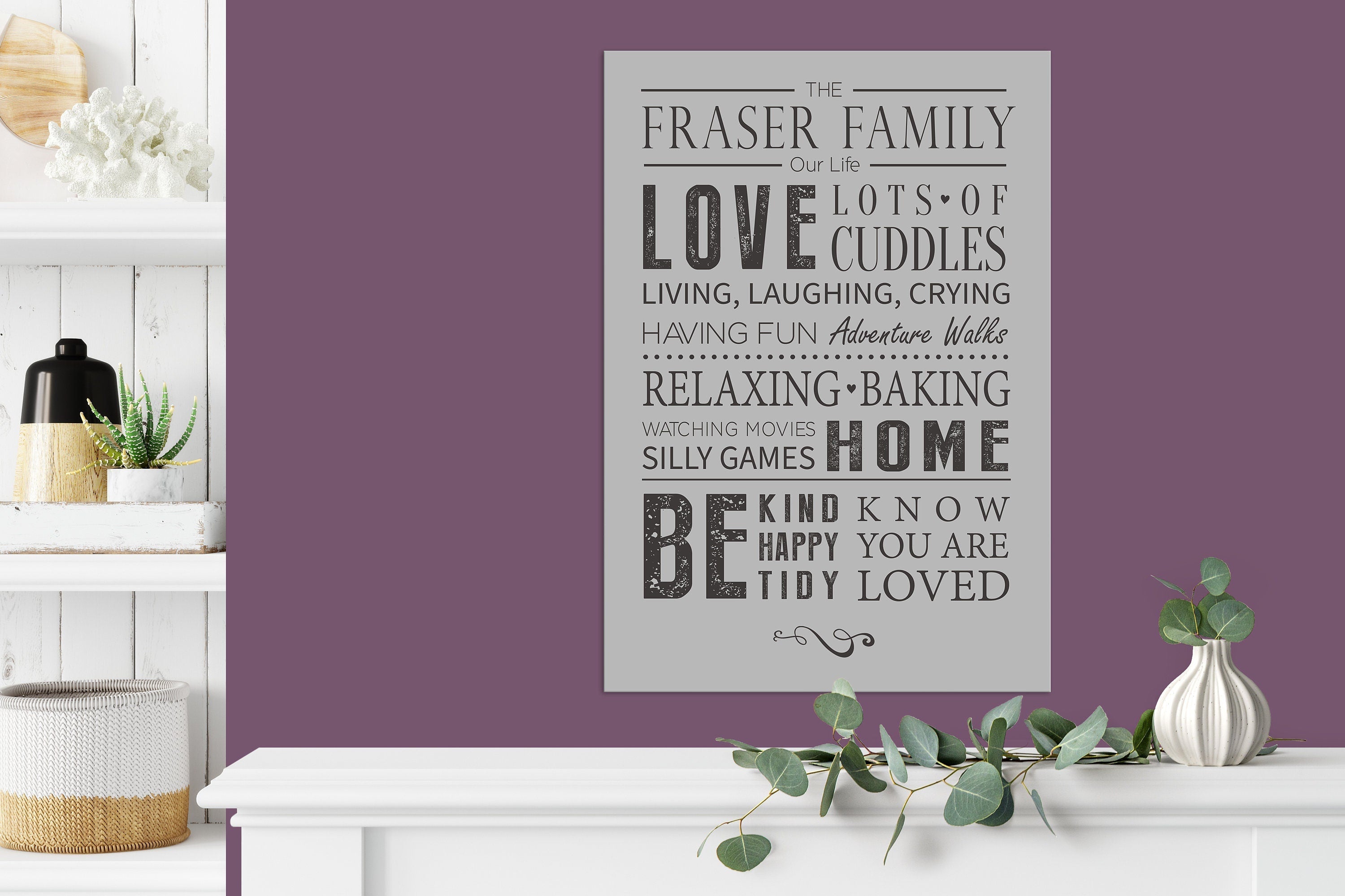 Family Love Word Art Print, gift for family, Canvas Digital Art Print, Family keepsake, Christmas Gift NQ Media Designs