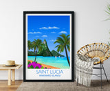 Saint Lucia Travel Print, Travel Poster of Saint Lucia, Windward Islands, Caribbean NQ Media Designs