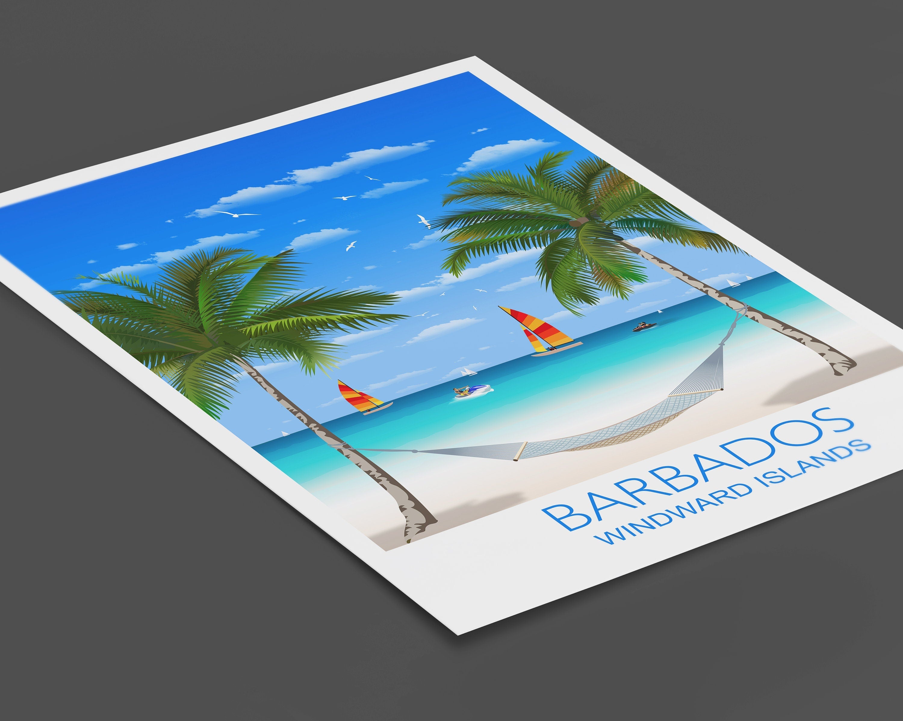 Barbados Travel Print, Travel Poster of Barbados, Windward Islands, Caribbean NQ Media Designs