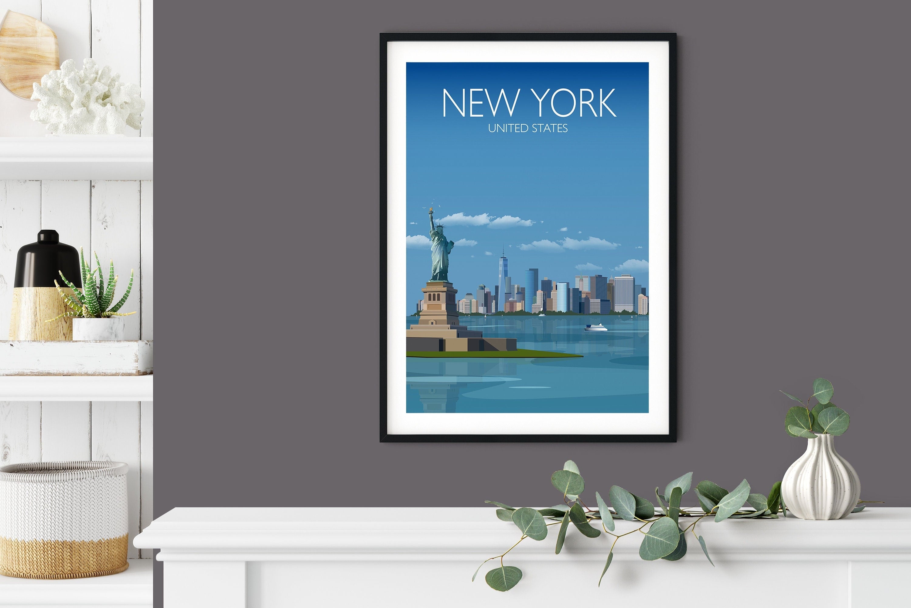 New York Travel Poster, Travel Print of New York, City of New York, USA NQ Media Designs