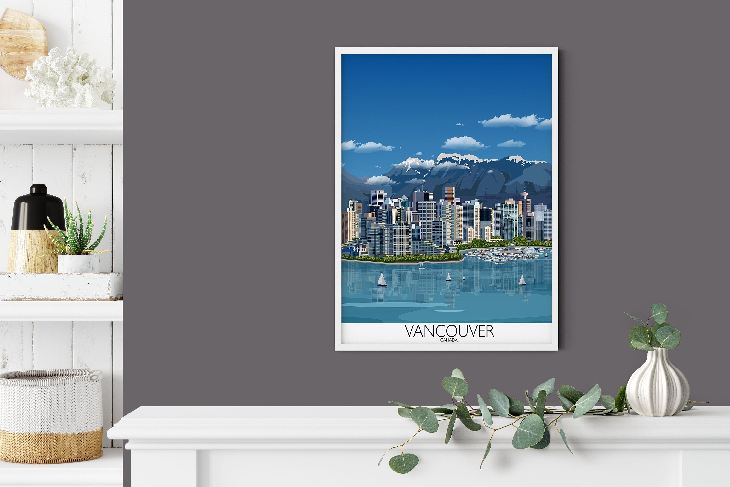 Vancouver Travel Poster, Travel Print of Vancouver, City ofVancouver, Canada NQ Media Designs