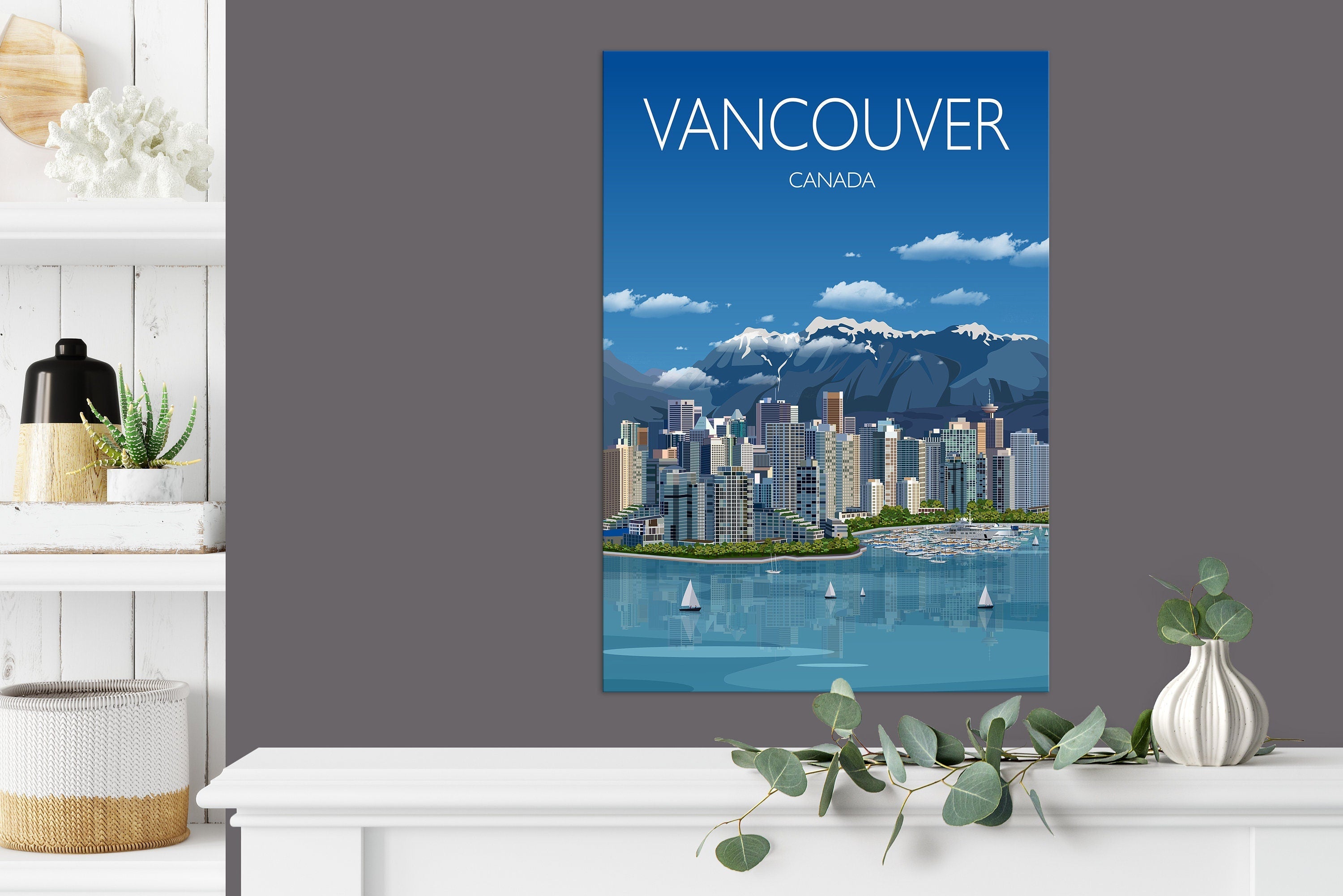 Vancouver Travel Poster, Travel Print of Vancouver, City ofVancouver, Canada NQ Media Designs