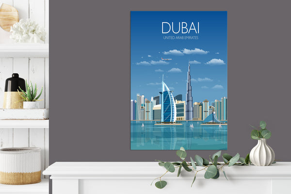 Dubai Travel Poster, Travel Print of Dubai, City of Dubai, United Arab Emirates