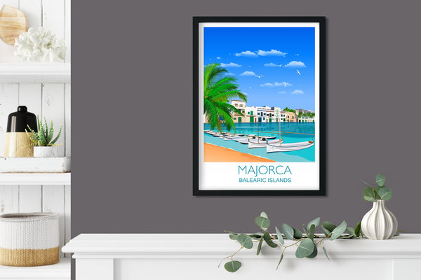 Majorca Travel Print, Travel Poster of Majorca, Balearic Islands