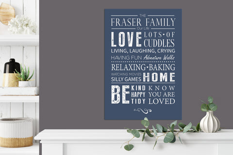 Family Love Word Art Print, gift for family, Canvas Digital Art Print, Family keepsake, Christmas Gift