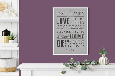 Family Love Word Art Print, gift for family, Canvas Digital Art Print, Family keepsake, Christmas Gift