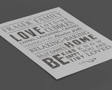 Family Love Word Art Print, gift for family, Canvas Digital Art Print, Family keepsake, Christmas Gift NQ Media Designs