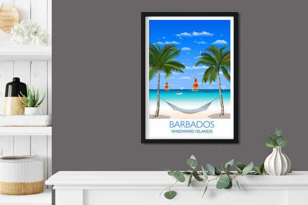 Barbados Travel Print, Travel Poster of Barbados, Windward Islands, Caribbean