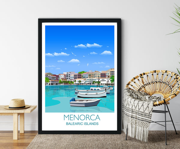 Menorca Travel Print, Travel Poster of Menorca, Balearic Islands