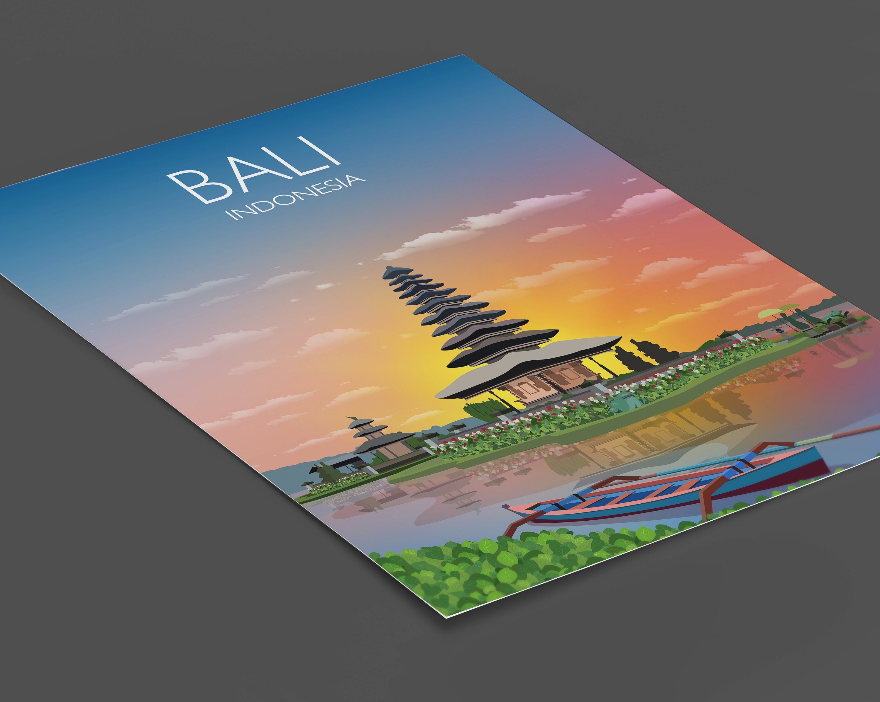 Bali Travel Poster, Travel Print of Bali, Indonesia NQ Media Designs