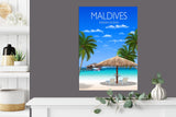 Maldives Travel Poster, Travel Print of Maldives, Indian Ocean NQ Media Designs