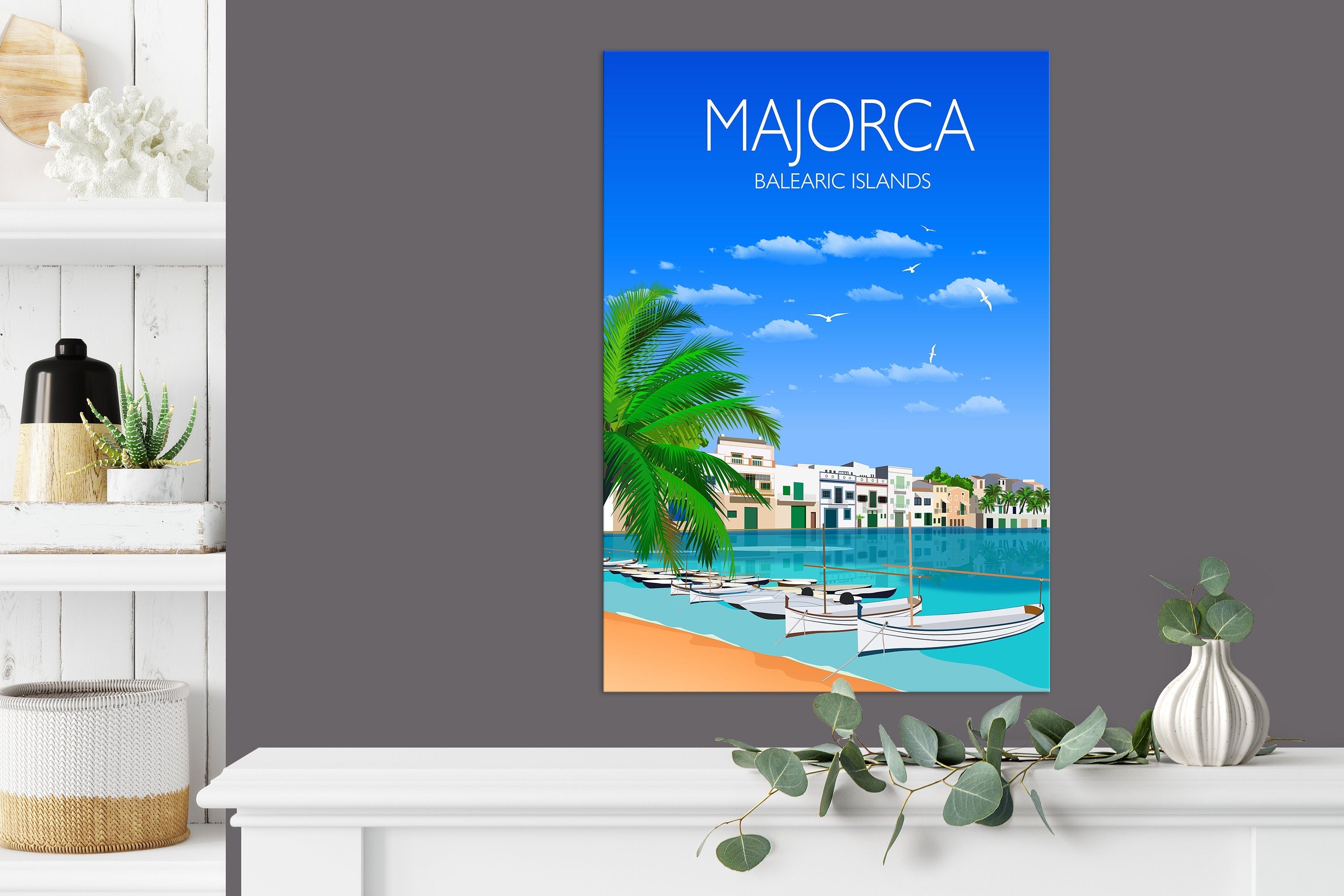 Majorca Travel Poster, Travel Print of Majorca, Balearic Islands NQ Media Designs