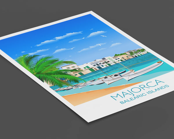 Majorca Travel Print, Travel Poster of Majorca, Balearic Islands