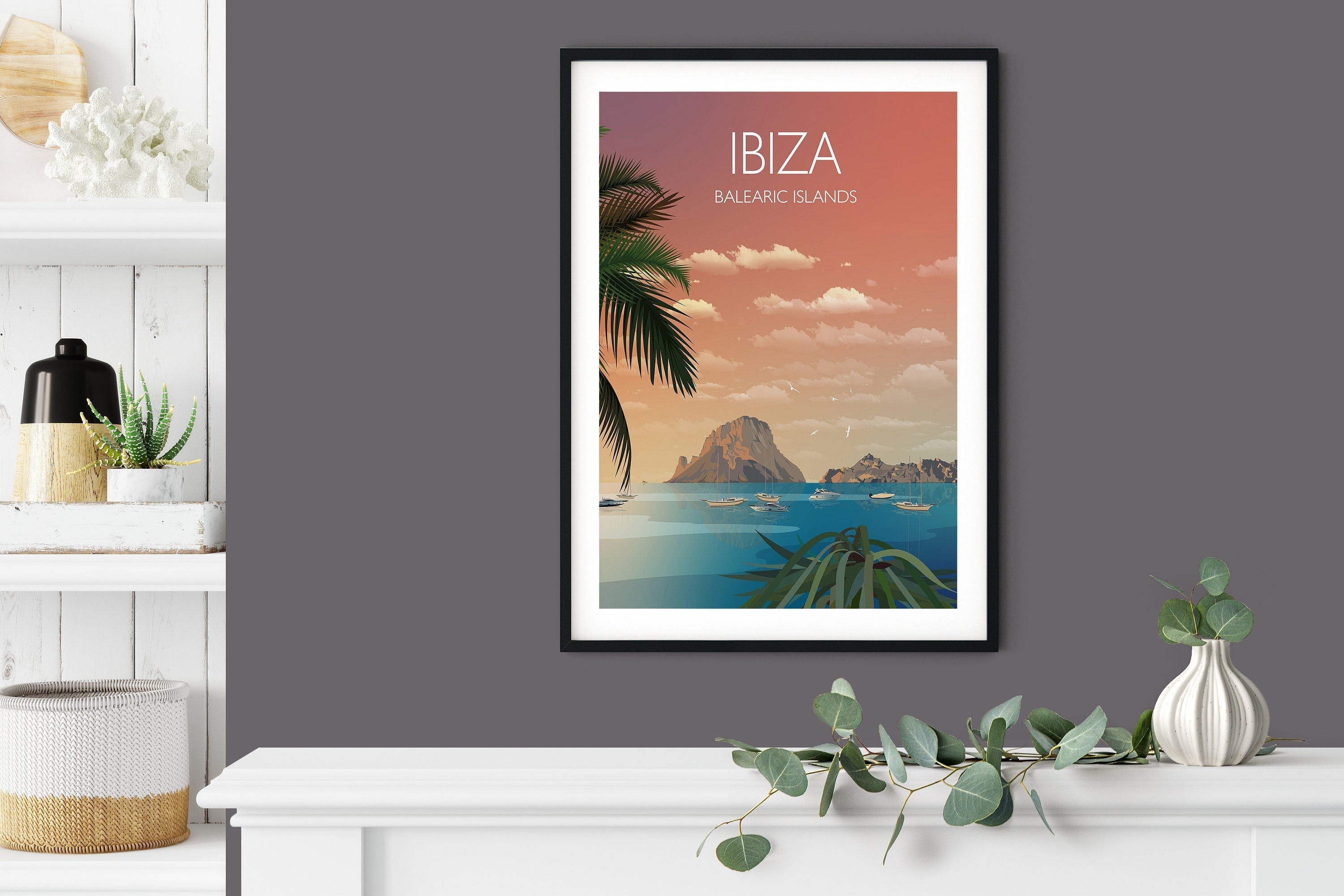 Ibiza Travel Poster, Travel Print of Ibiza, Balearic Islands NQ Media Designs