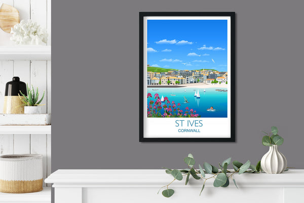 St Ives Travel Print, Travel Poster of St Ives, Cornwall, UK