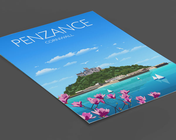 Penzance Travel Poster, Travel Print of Penzance, Cornwall, UK