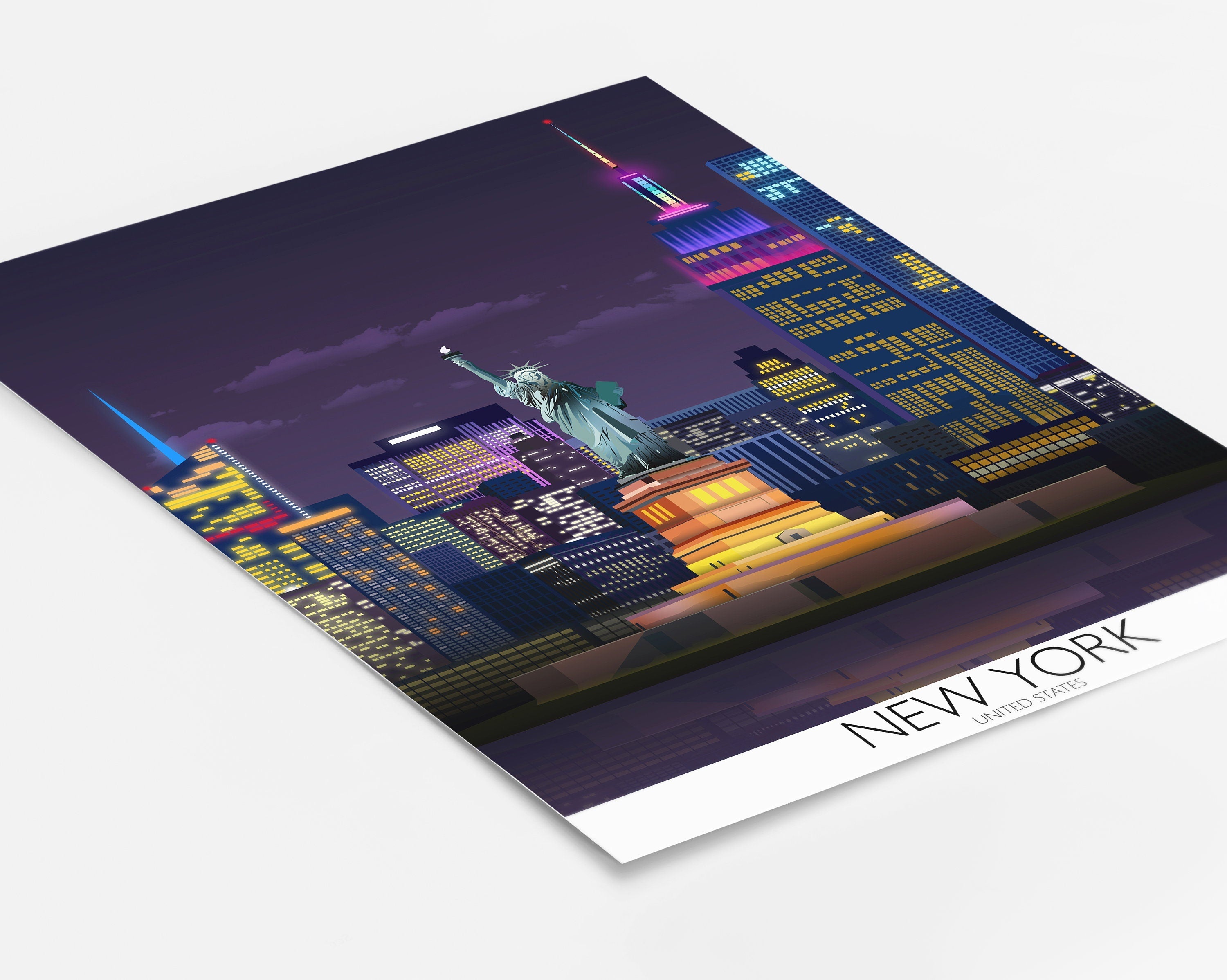 Statue of Liberty Travel Poster, Travel Print of New York, Manhattan, USA NQ Media Designs