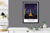 Statue of Liberty Travel Print, Travel Poster of New York Manhattan Skyline, USA NQ Media Designs