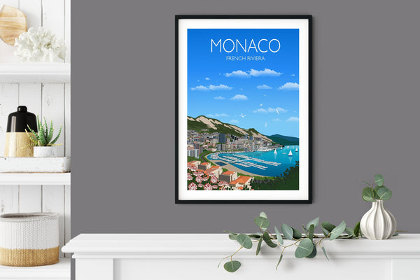 Monaco Travel Poster, Travel Print of Monaco, French Riviera