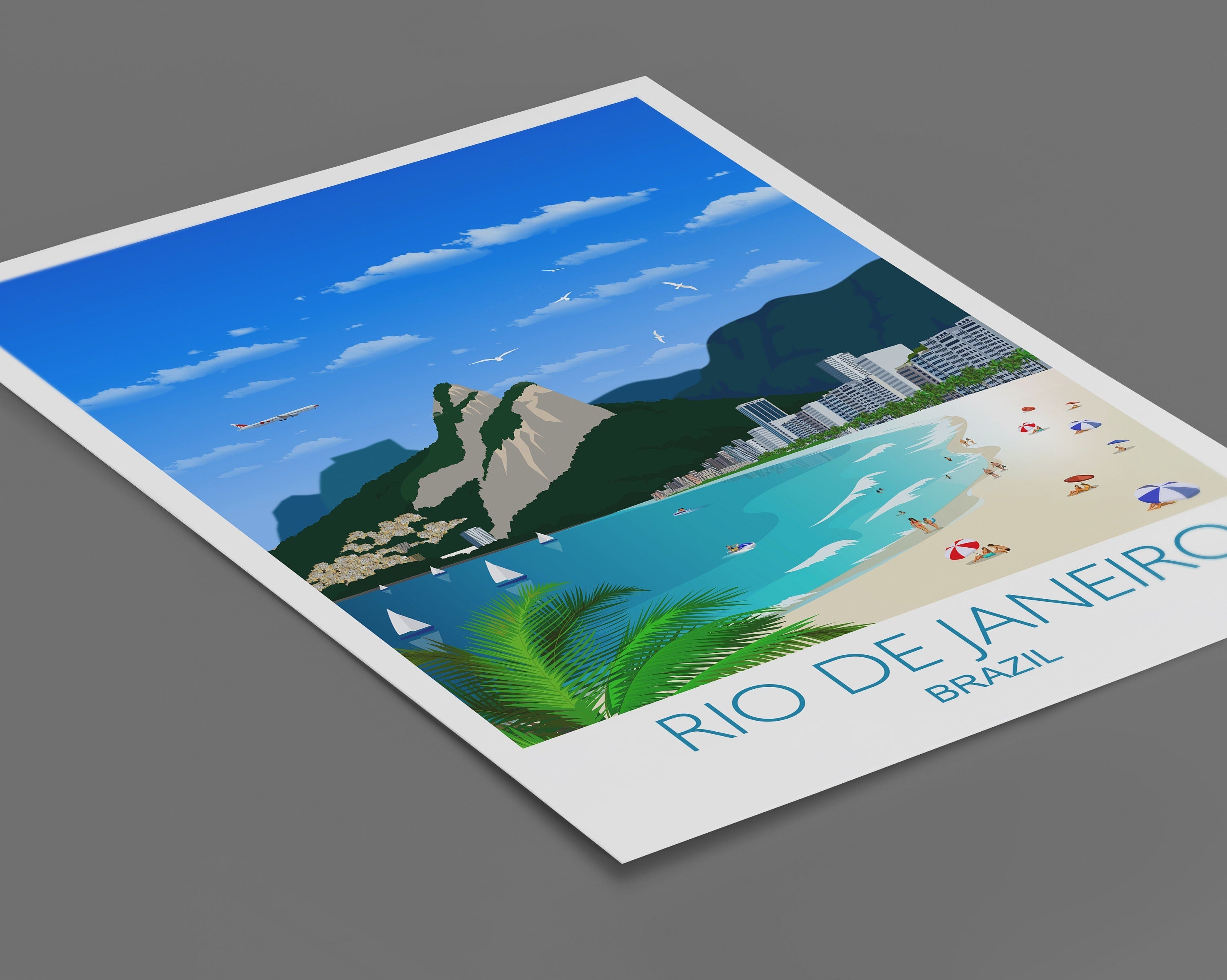Rio De Janeiro Travel Print, Travel Poster of Rio De Janeiro, Brazil NQ Media Designs