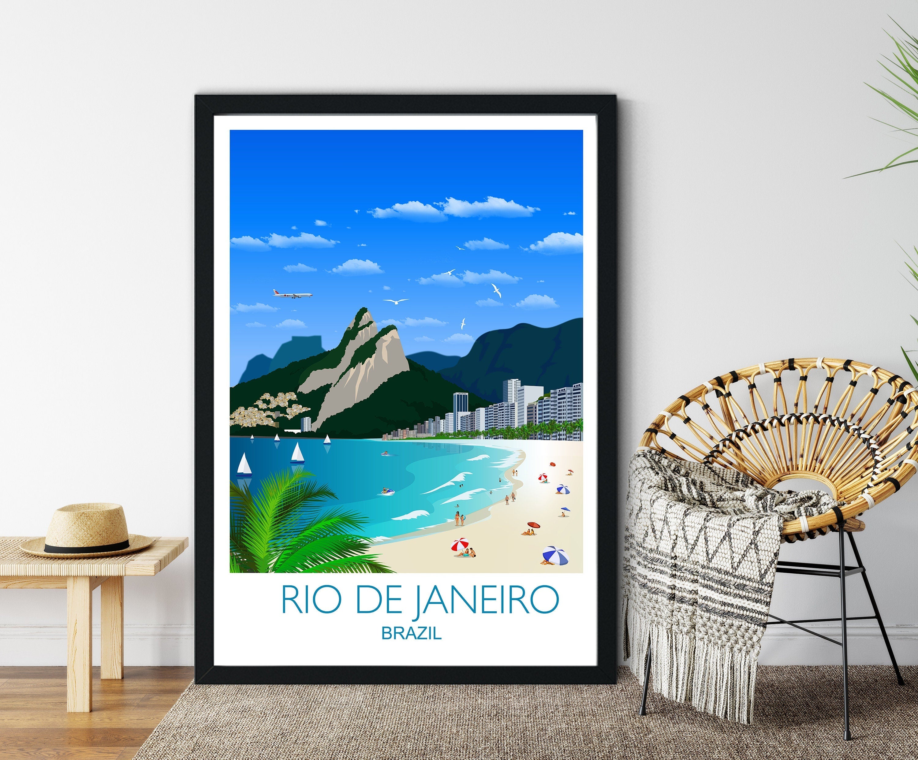 Rio De Janeiro Travel Print, Travel Poster of Rio De Janeiro, Brazil NQ Media Designs