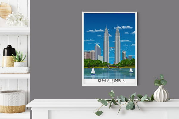 Kuala Lumpur Travel Poster, Travel Print of Kuala Lumpur, Malaysia, Travel Poster, Kuala Lumpur Print