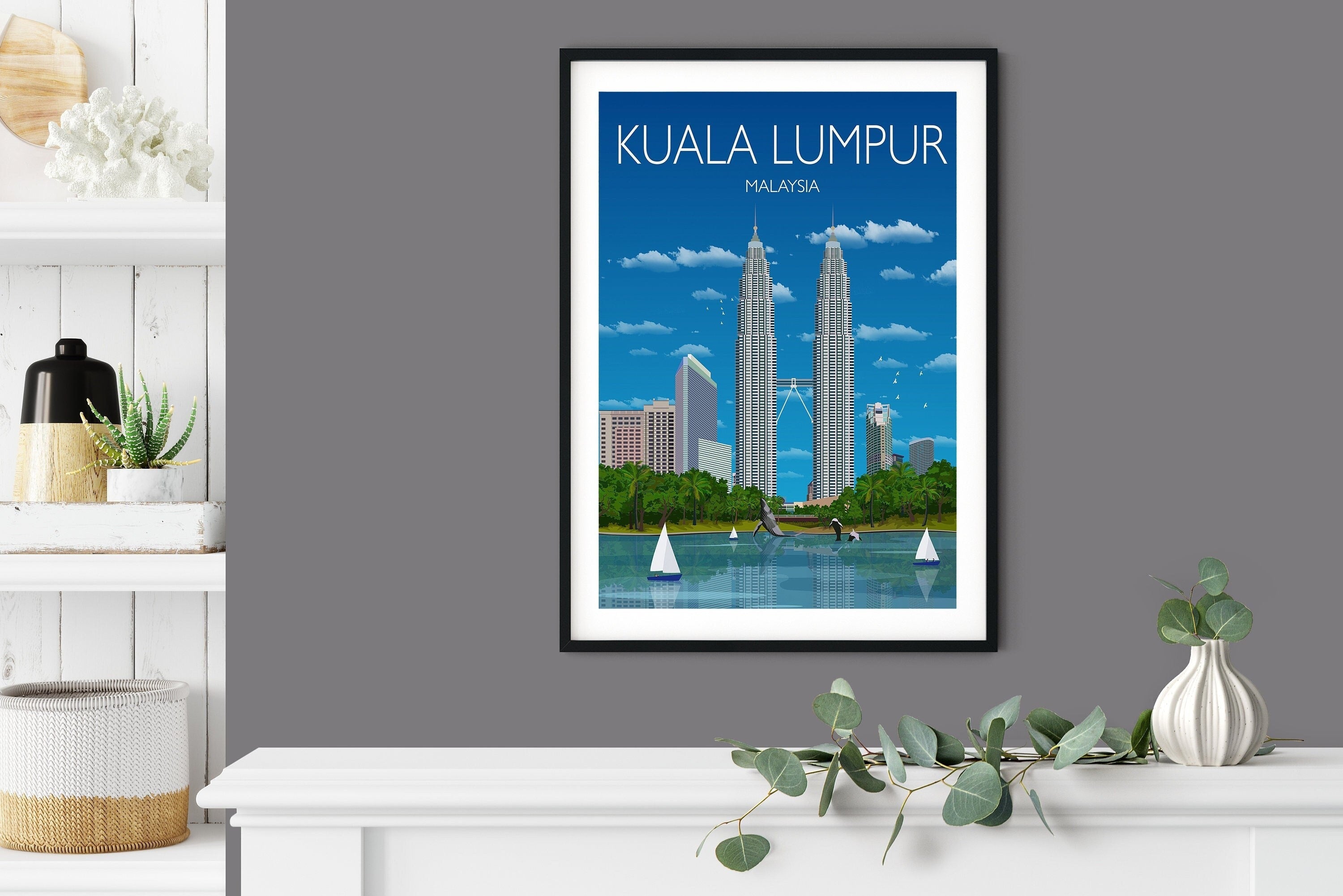 Kuala Lumpur Travel Poster, Travel Print of Kuala Lumpur, Malaysia, Travel Poster, Kuala Lumpur Print NQ Media Designs