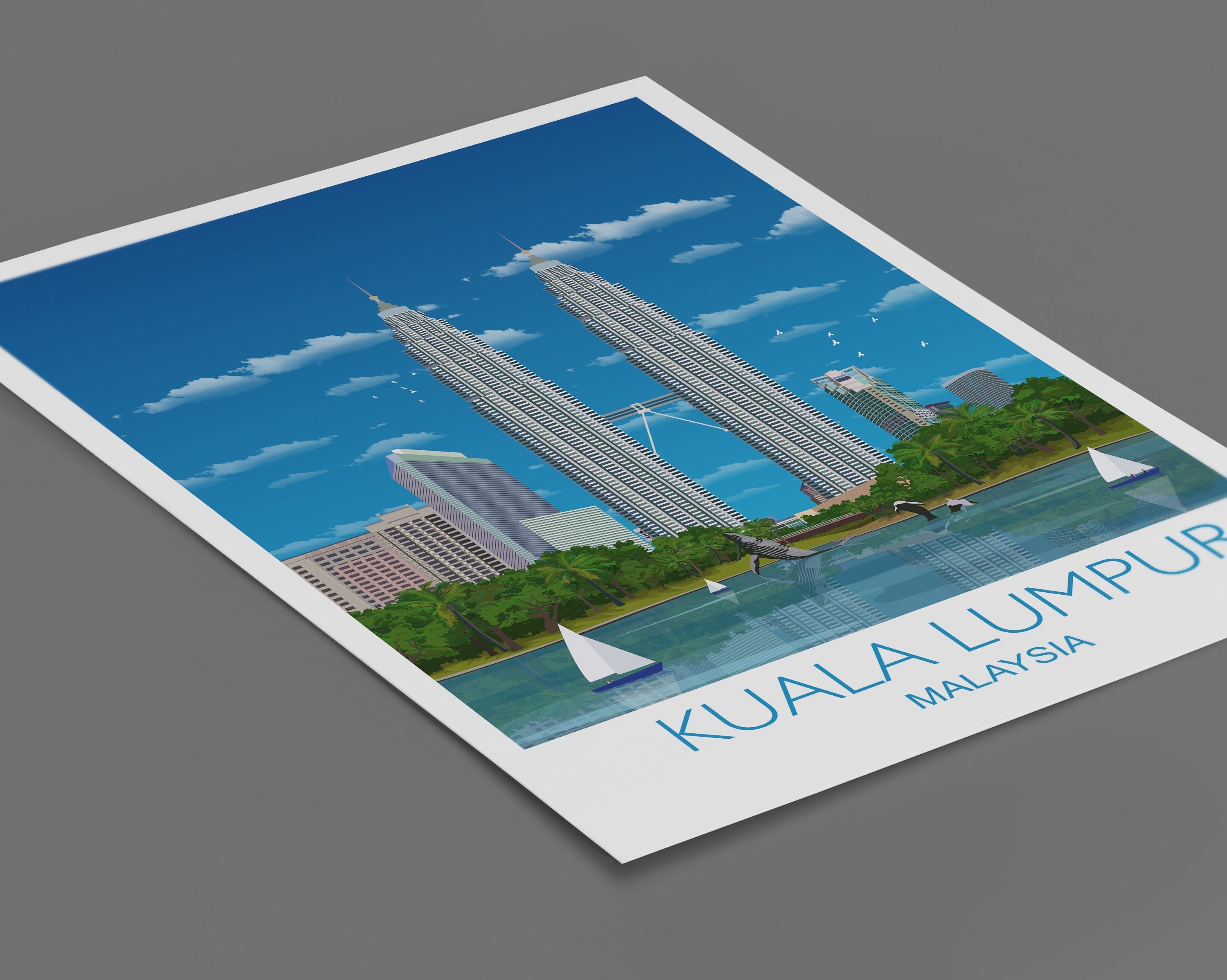 Kuala Lumpur Travel Print, Travel Poster of Kuala Lumpur, Kuala Lumpur Travel Poster, Malaysia NQ Media Designs