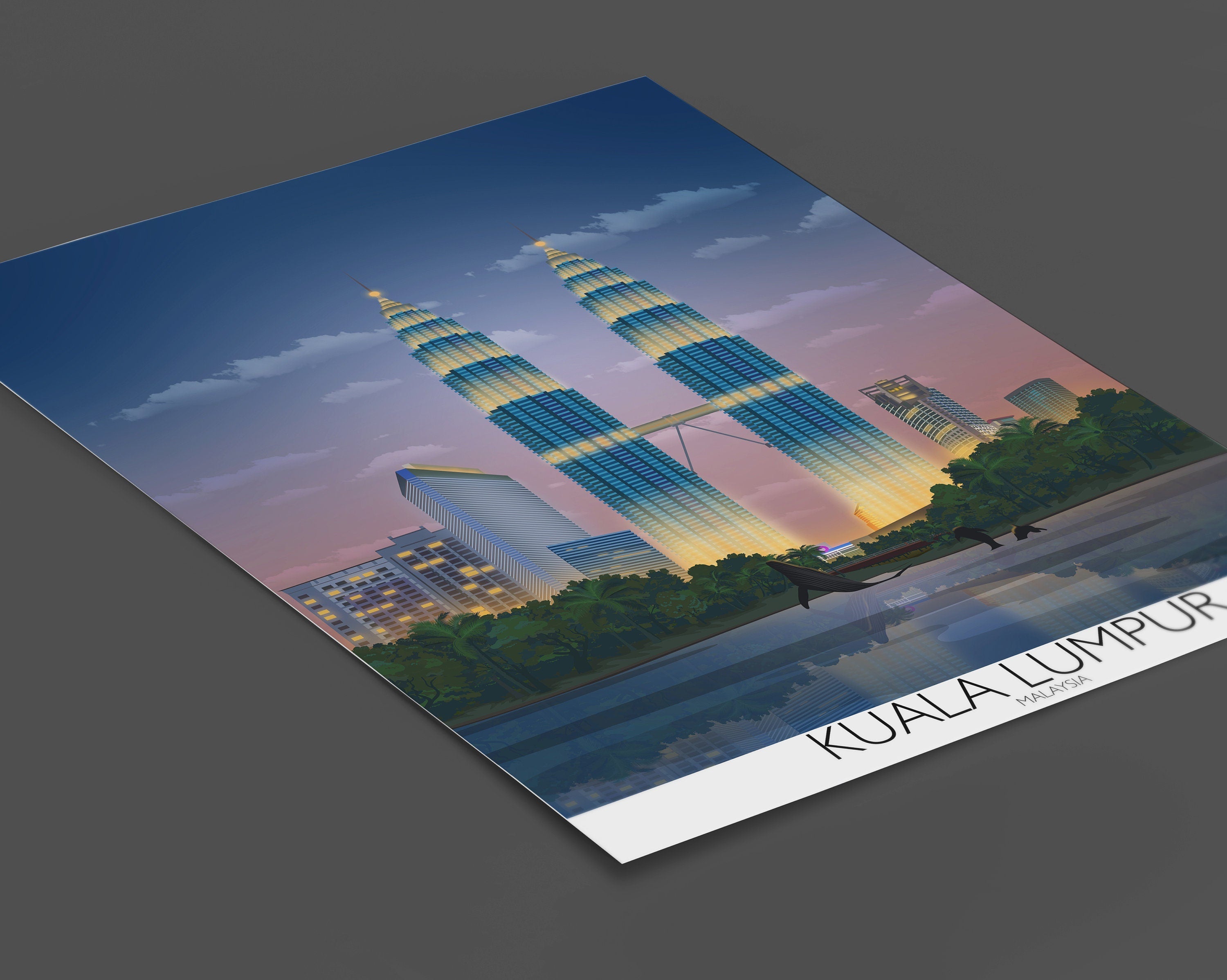 Kuala Lumpur Travel Poster, Travel Print of Kuala Lumpur, Malaysia NQ Media Designs