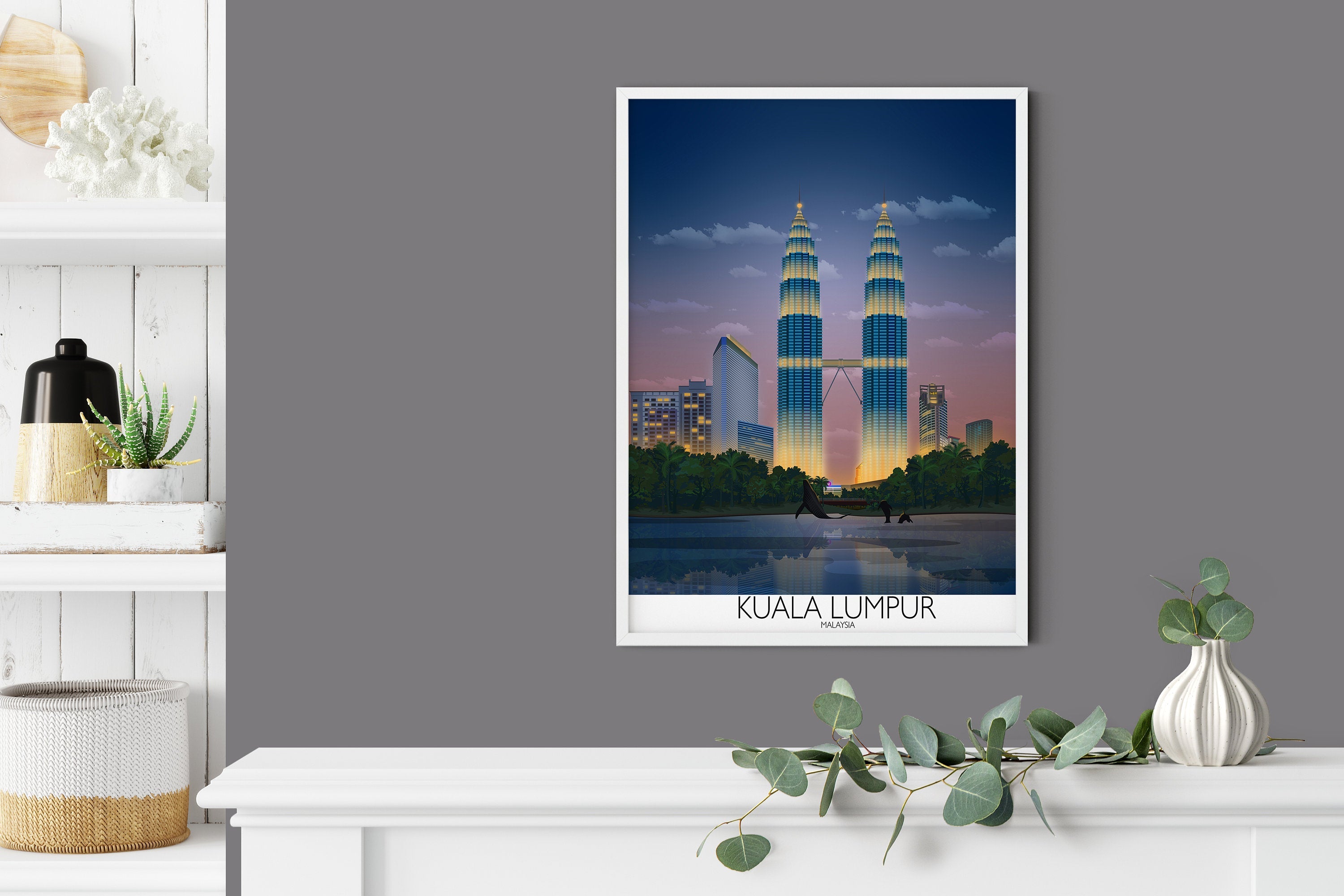 Kuala Lumpur Travel Poster, Travel Print of Kuala Lumpur, Malaysia NQ Media Designs
