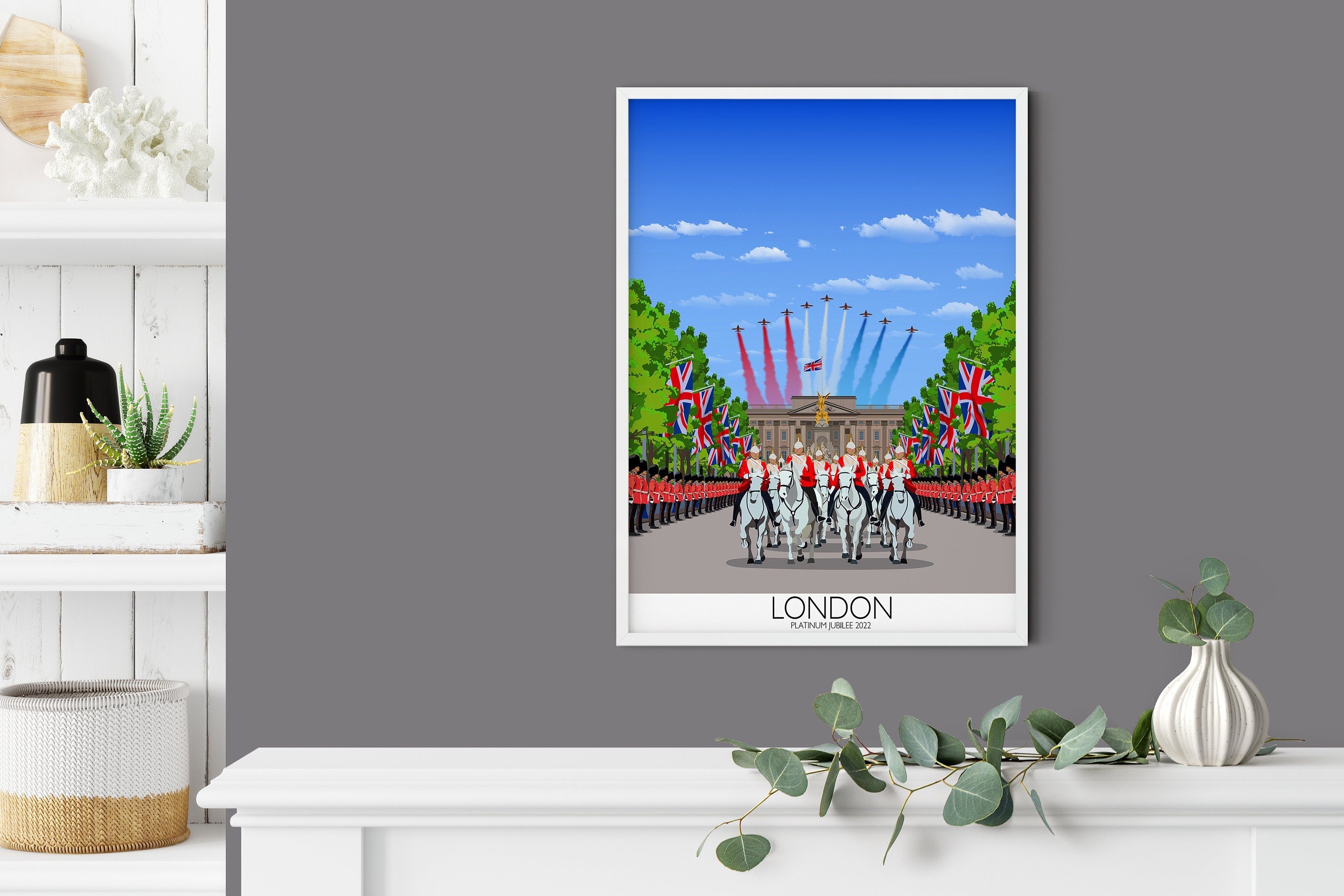 Platinum Jubilee Travel Print, London Travel Poster, City of London, UK NQ Media Designs