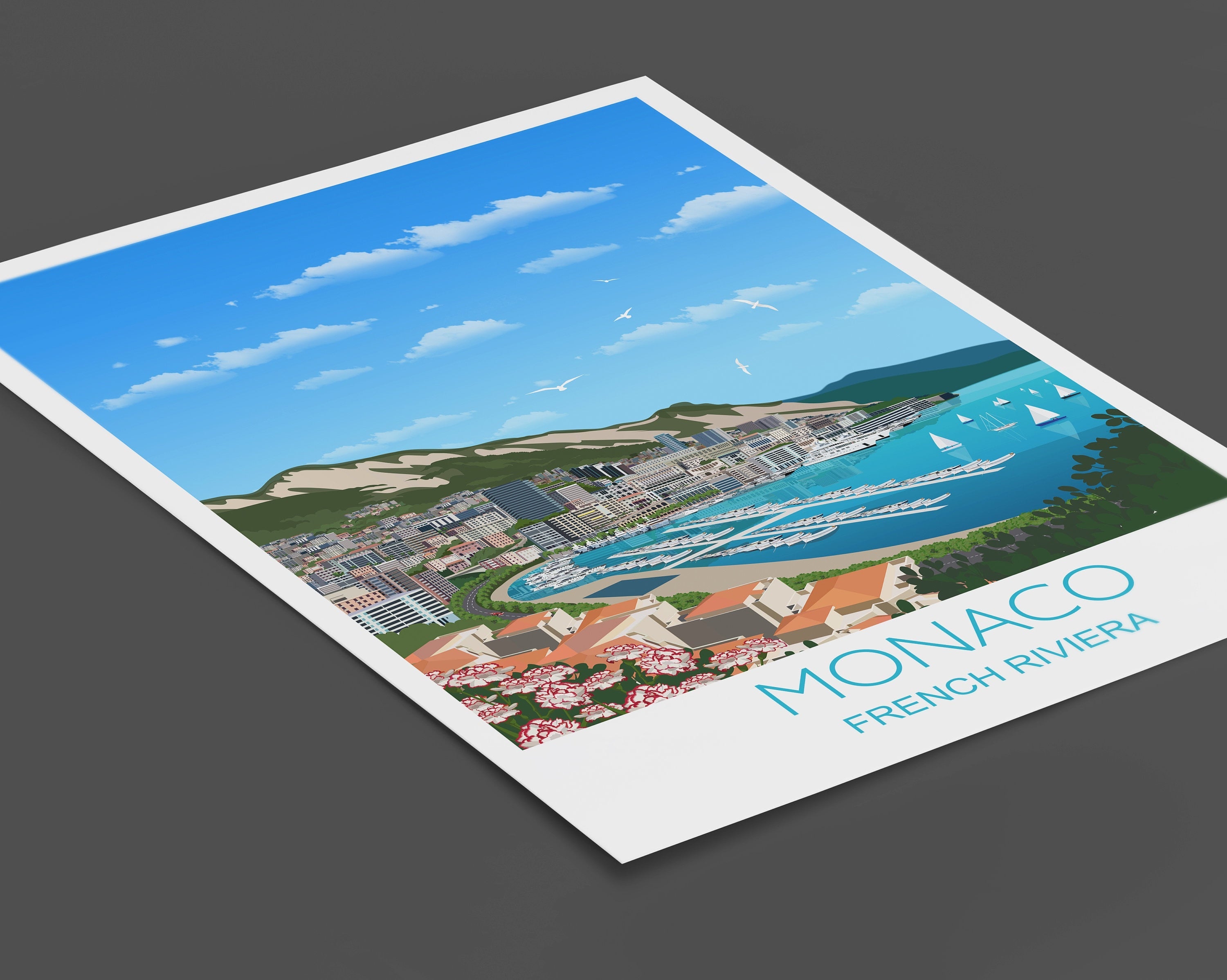Monaco Travel Print, Travel Poster of Monaco NQ Media Designs
