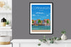 Copenhagen Travel Poster , Travel Print of Copenhagen, City of Copenhagen, Denmark, Denmark Travel Poster, Copenhagen Cityscape