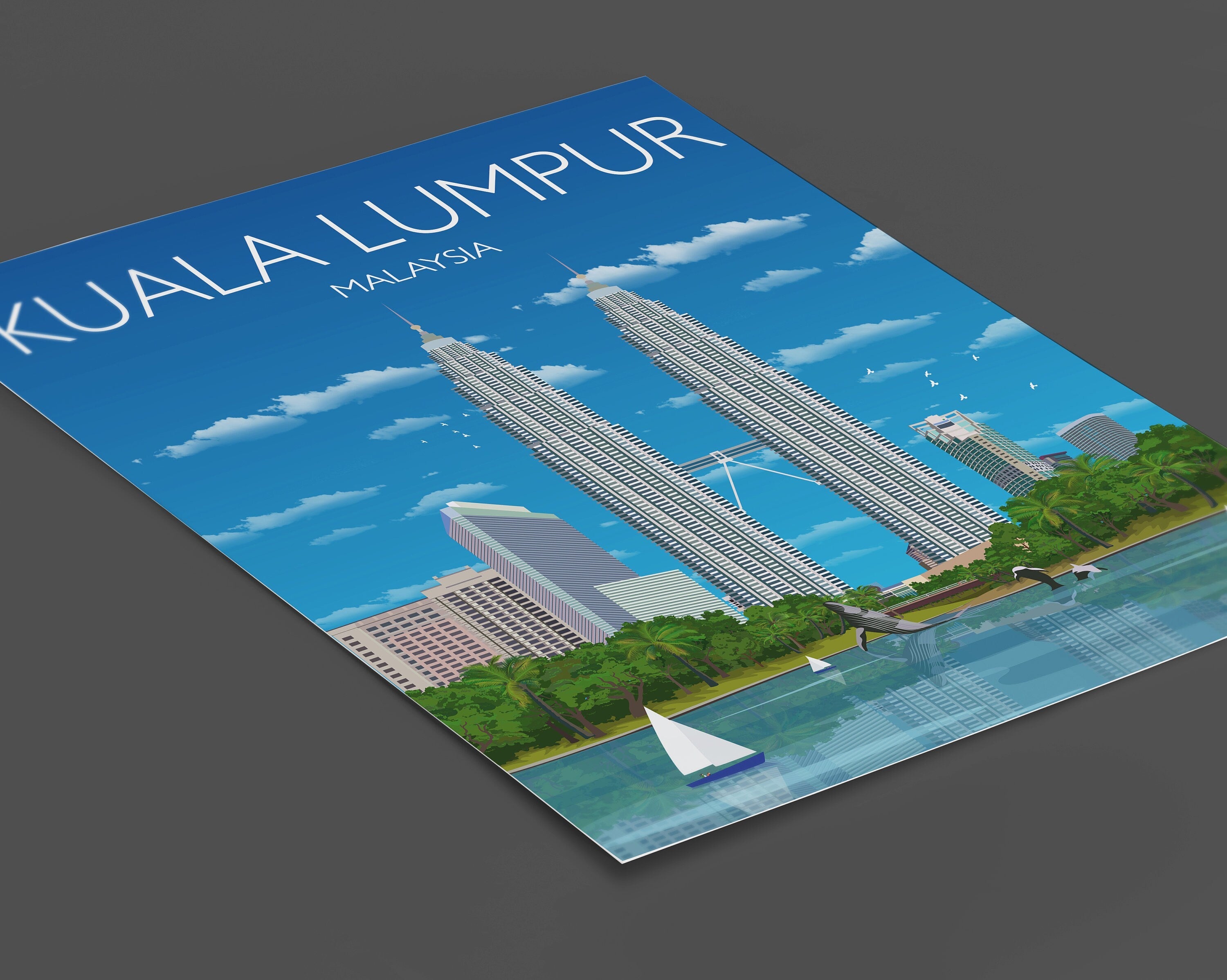 Kuala Lumpur Travel Poster, Travel Print of Kuala Lumpur, Malaysia, Travel Poster, Kuala Lumpur Print NQ Media Designs