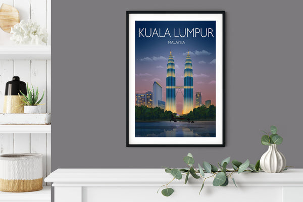 Kuala Lumpur Travel Poster, Travel Print of Kuala Lumpur, Malaysia