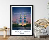 Kuala Lumpur Travel Print, Travel Poster of Kuala Lumpur at sunset, Malaysia NQ Media Designs