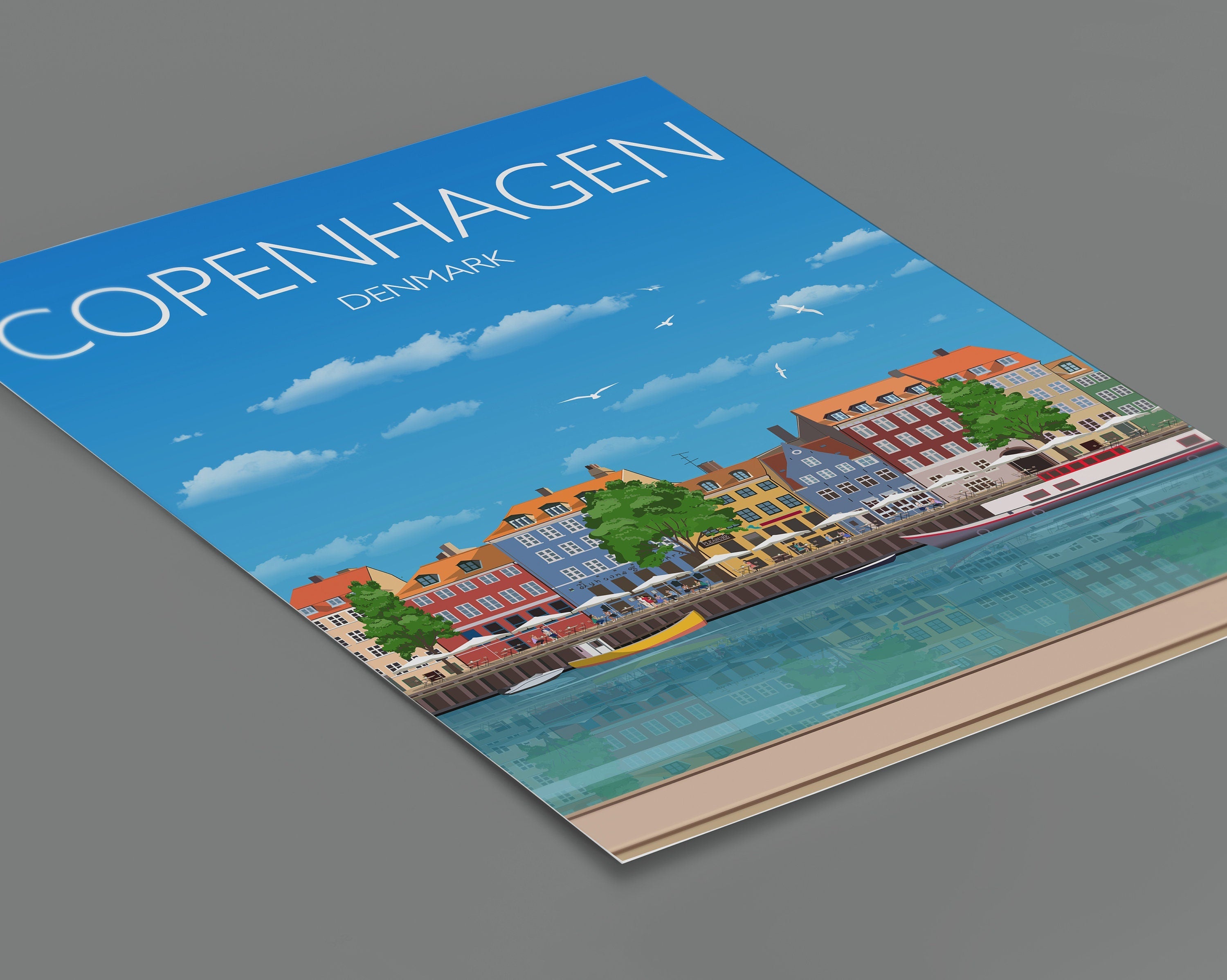 Copenhagen Travel Poster , Travel Print of Copenhagen, City of Copenhagen, Denmark, Denmark Travel Poster, Copenhagen Cityscape NQ Media Designs