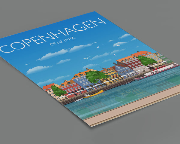 Copenhagen Travel Poster , Travel Print of Copenhagen, City of Copenhagen, Denmark, Denmark Travel Poster, Copenhagen Cityscape