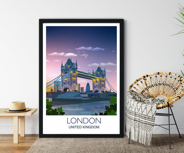 Tower Bridge London Poster , Travel Print of London, City of London, UK,London Cityscape