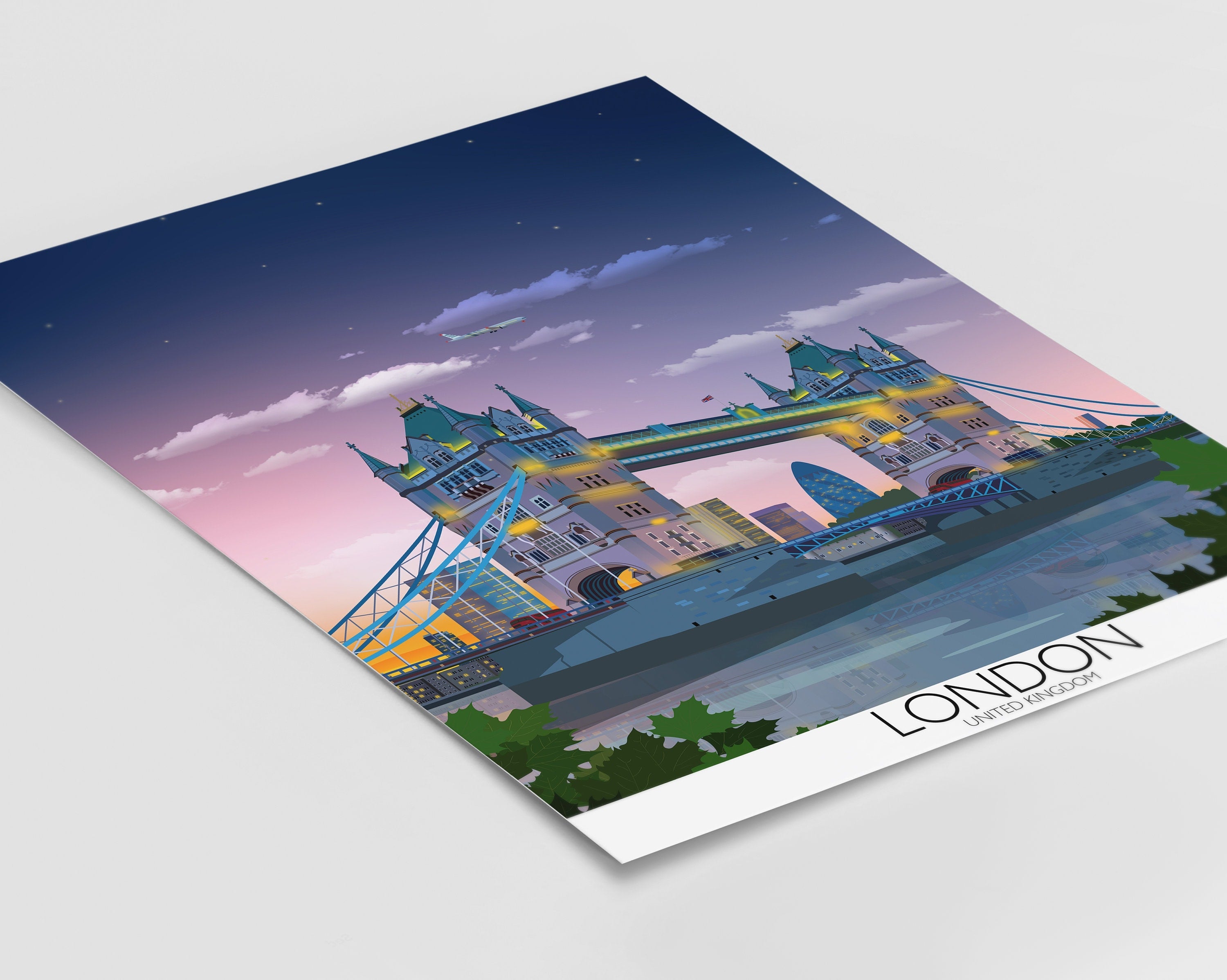 Tower Bridge Travel Print, Tower Bridge Travel Poster, City of London, UK NQ Media Designs