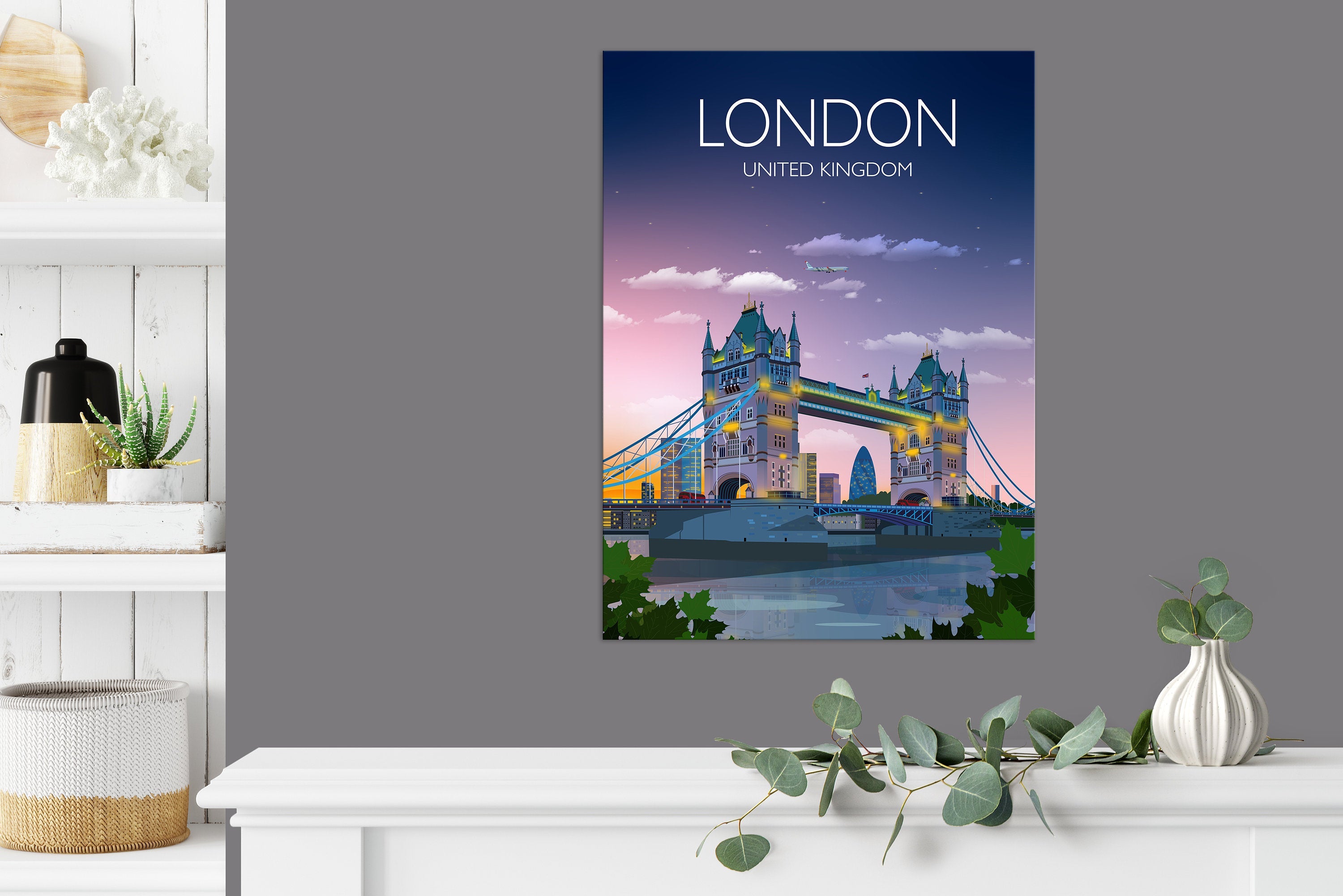 Tower Bridge Travel Print, Tower Bridge Travel Poster, City of London, UK NQ Media Designs