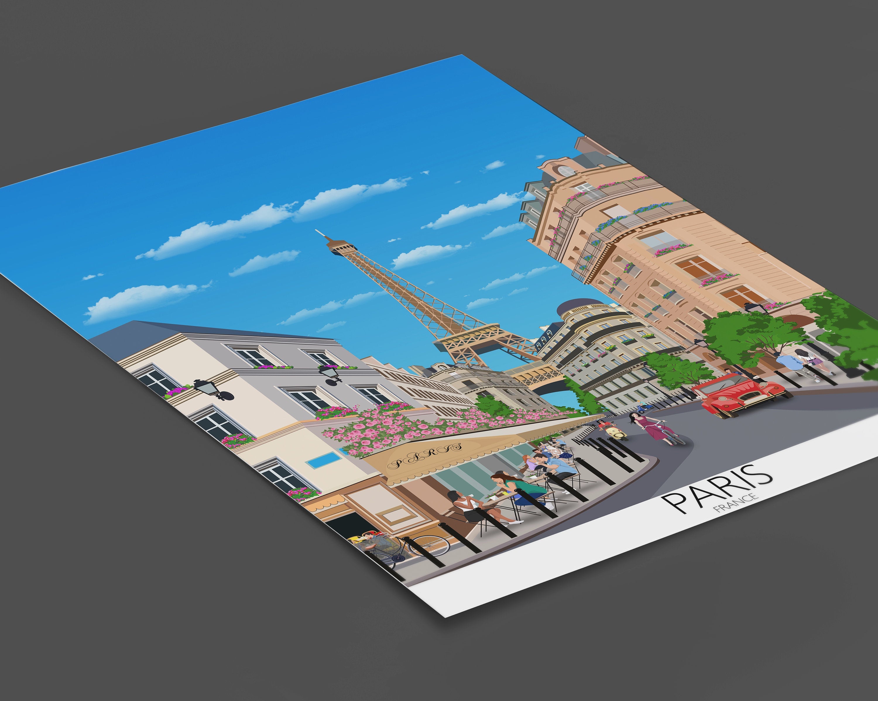 Paris Travel Poster, Travel Print of Paris, City of Paris, France NQ Media Designs