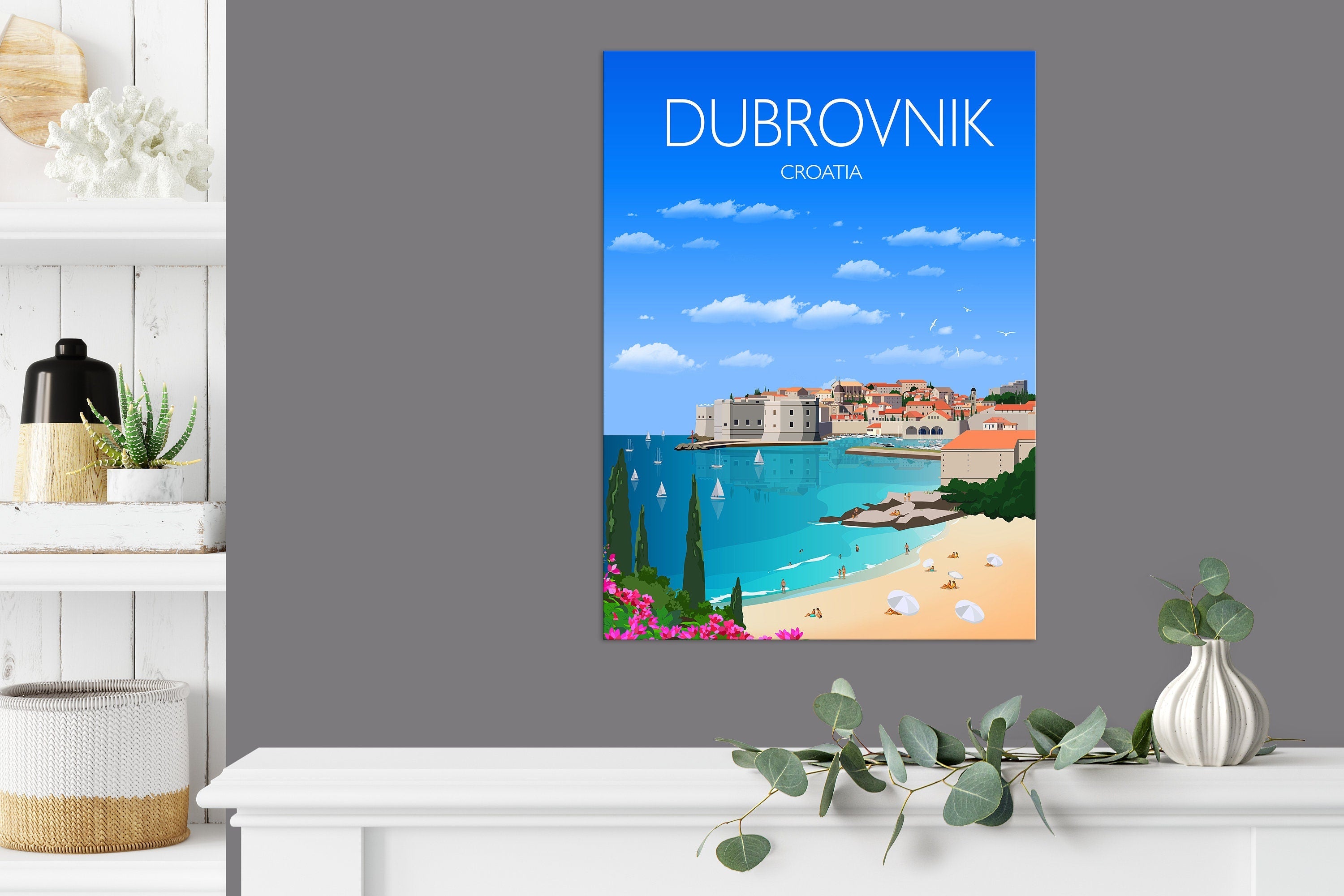 Dubrovnik Travel Poster, Travel Print of Dubrovnik, Croatia NQ Media Designs