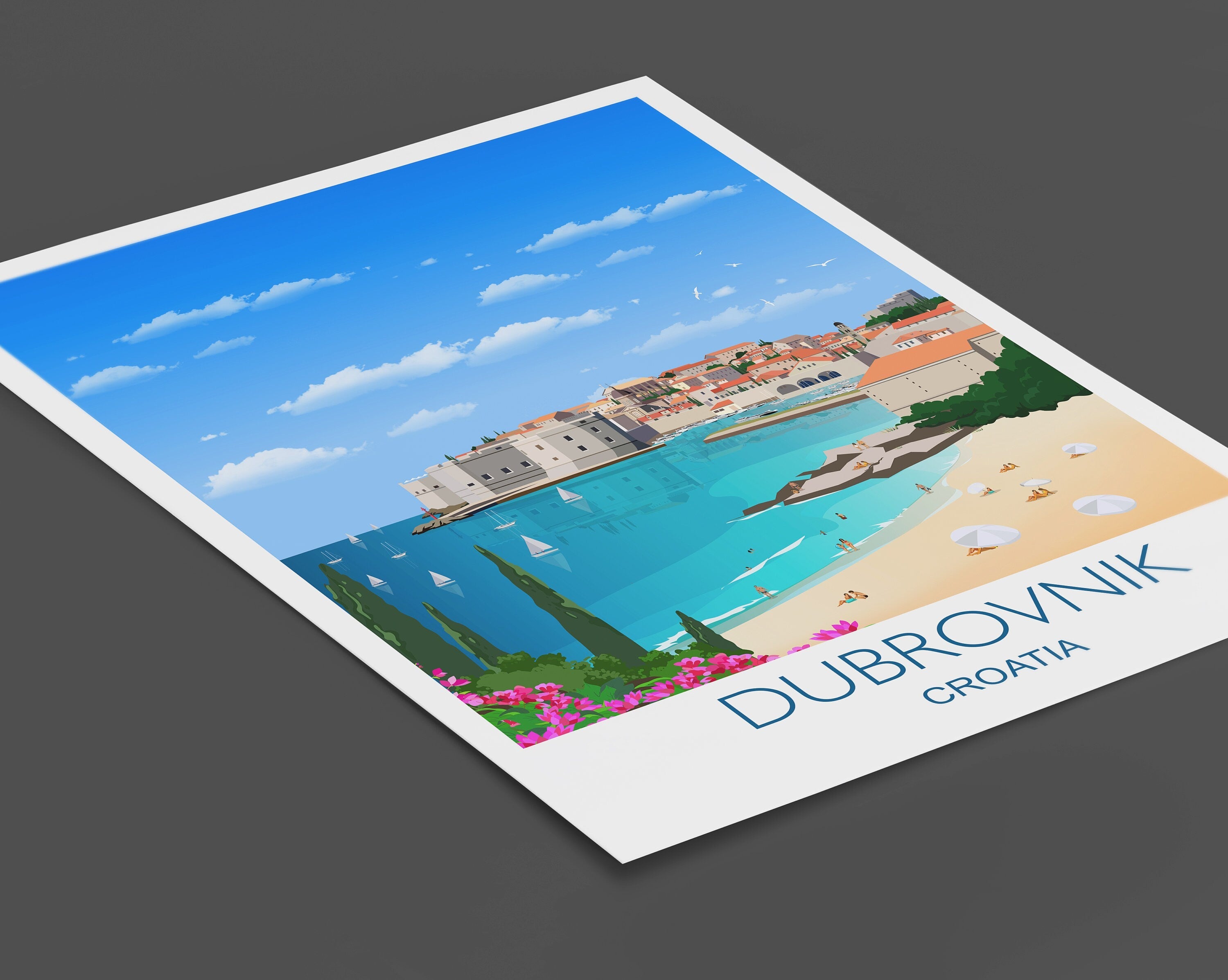 Dubrovnik Travel Print, Travel Poster of Dubrovnik, Croatia NQ Media Designs