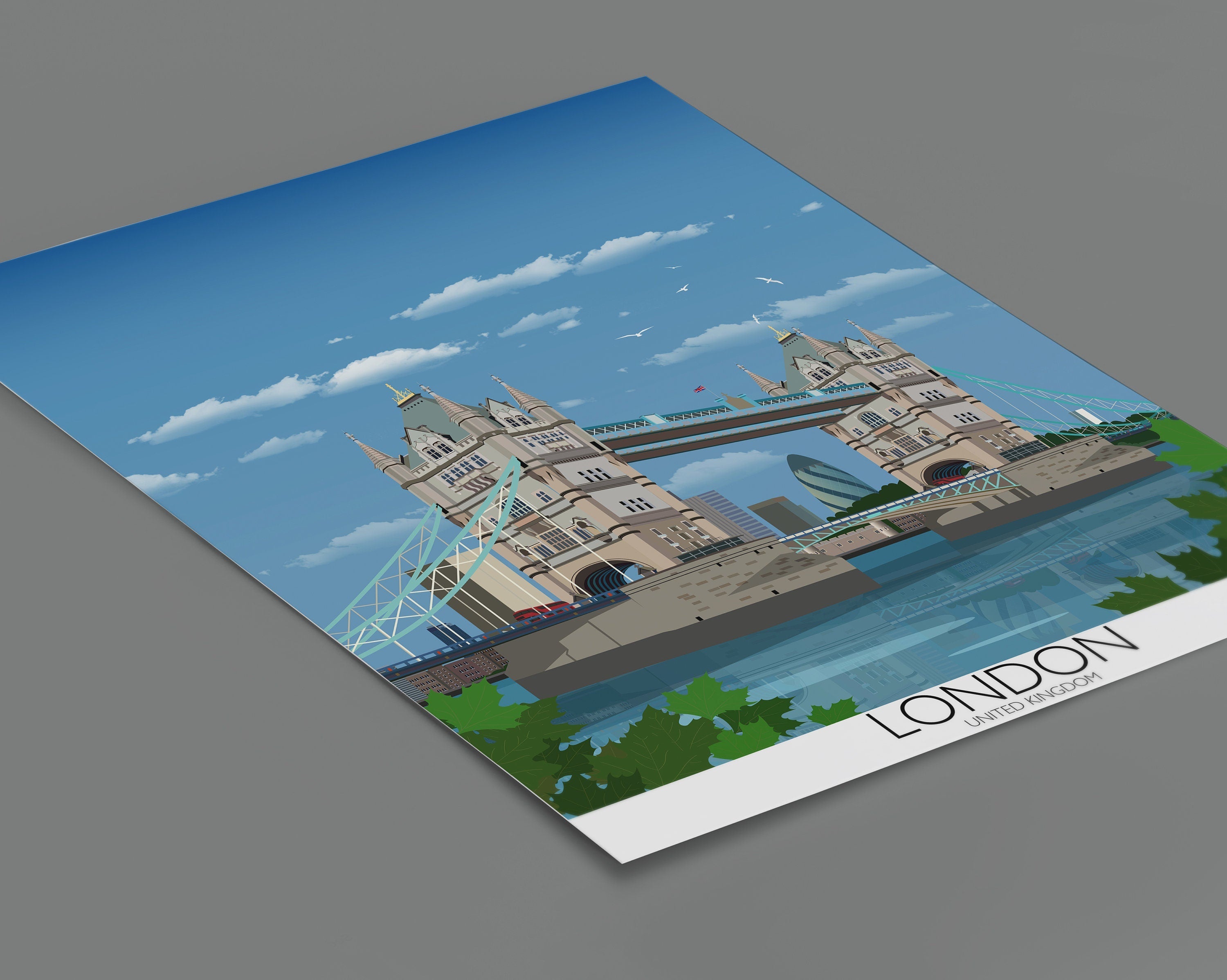 Tower Bridge Travel Print, Tower Bridge Travel Poster, City of London, UK NQ Media Designs