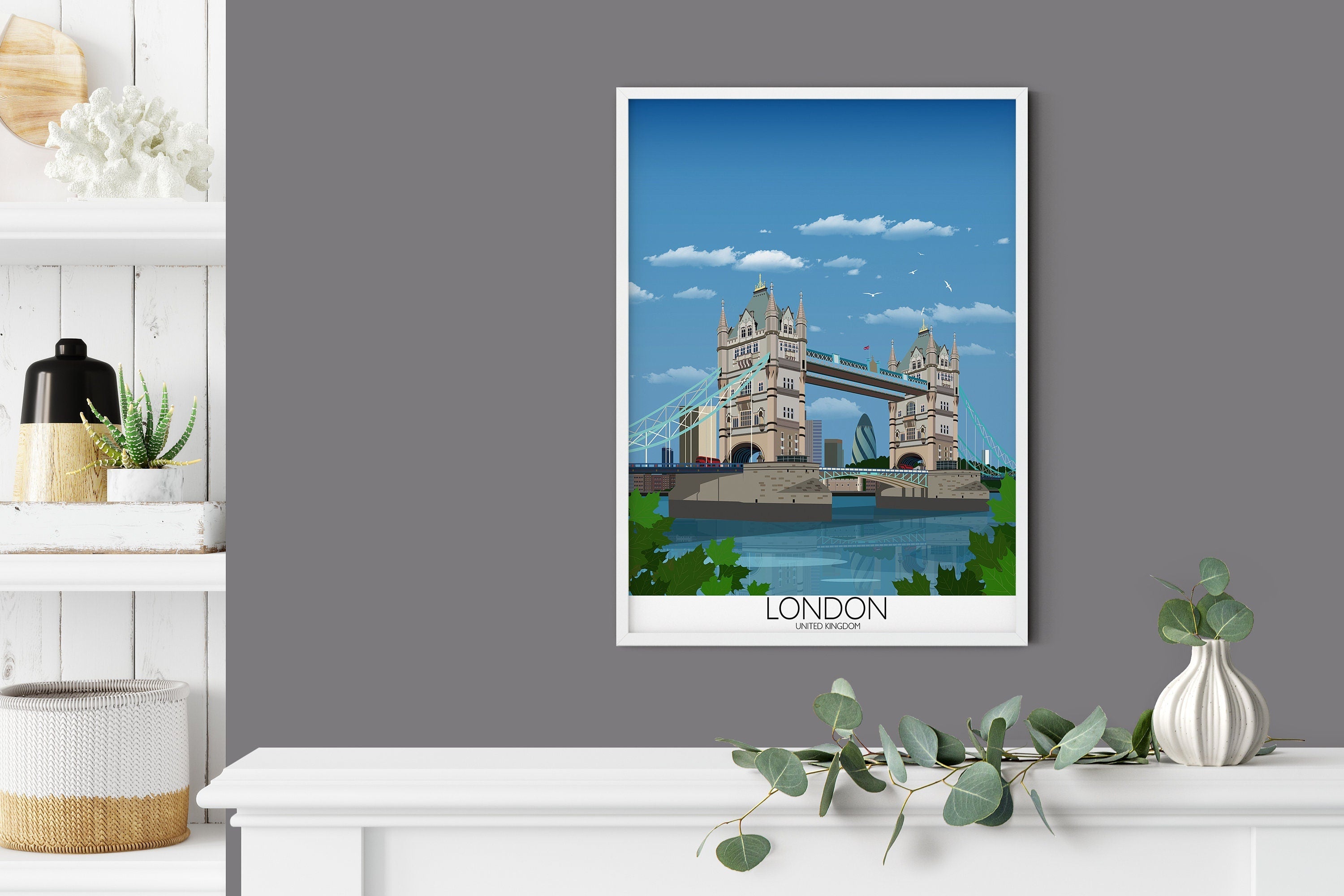 Tower Bridge Travel Print, Tower Bridge Travel Poster, City of London, UK NQ Media Designs