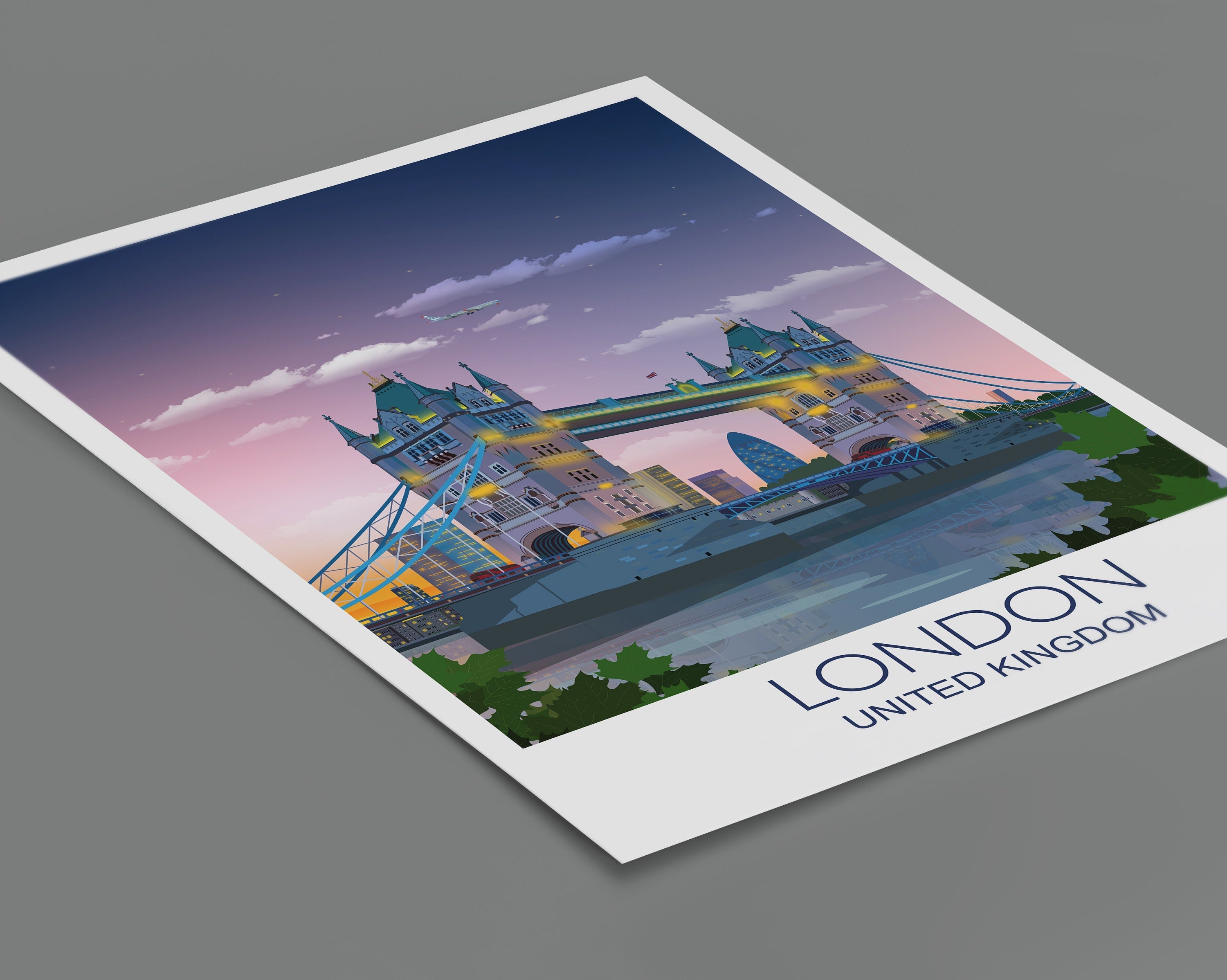 Tower Bridge London Poster , Travel Print of London, City of London, UK,London Cityscape NQ Media Designs