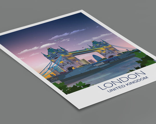Tower Bridge London Poster , Travel Print of London, City of London, UK,London Cityscape